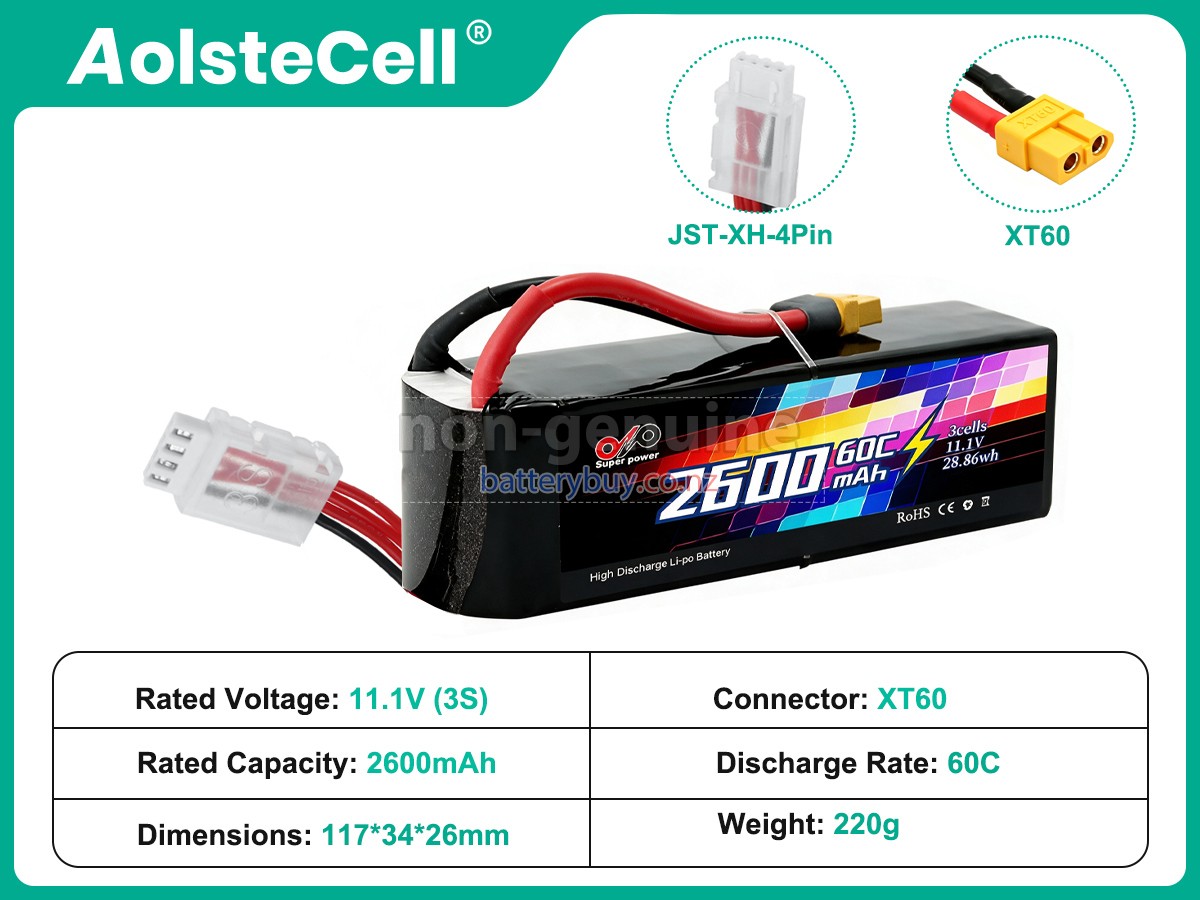 replacement AolsteCell 11.1V 2600MAH 60C XT60 battery