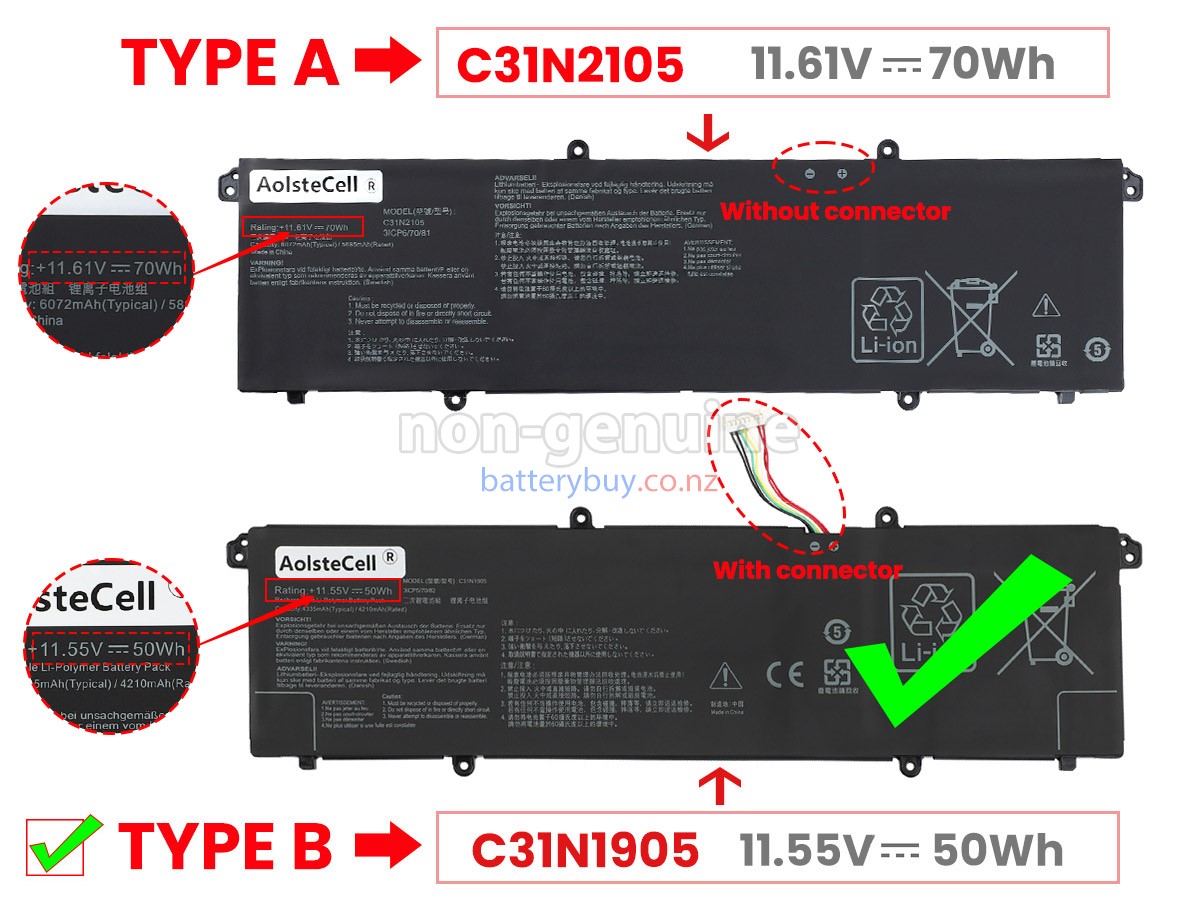 replacement Asus VivoBook Pro 15 OLED K6500ZC battery