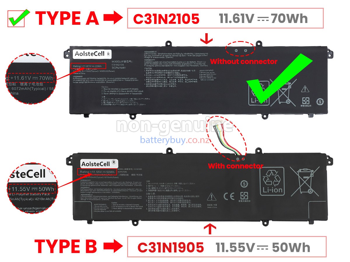 replacement Asus VivoBook Pro 15 OLED K6500ZC battery