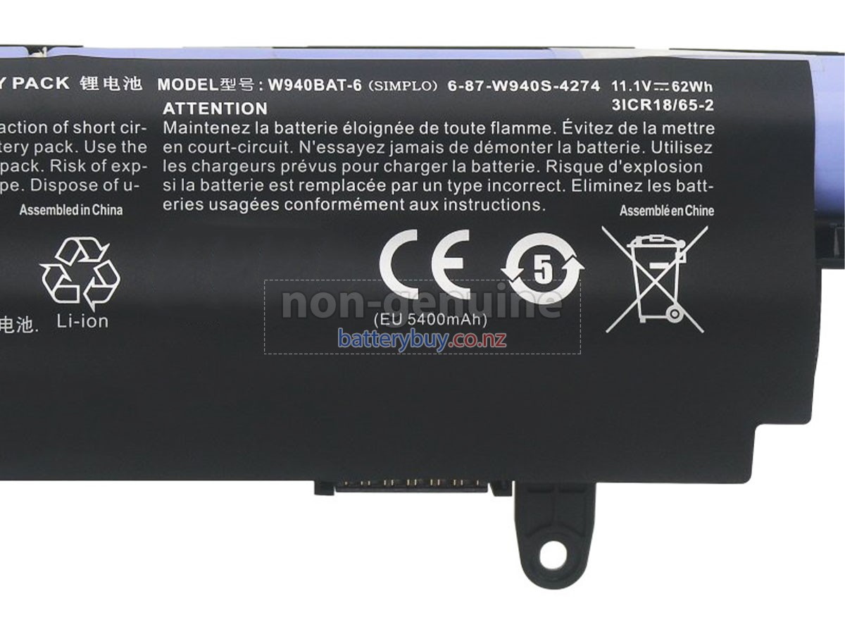 replacement Clevo 6-87-W940S-4274 battery