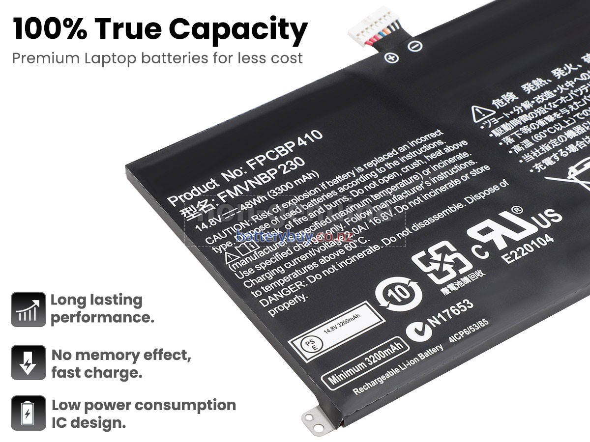 replacement Fujitsu FMVNBP230 battery