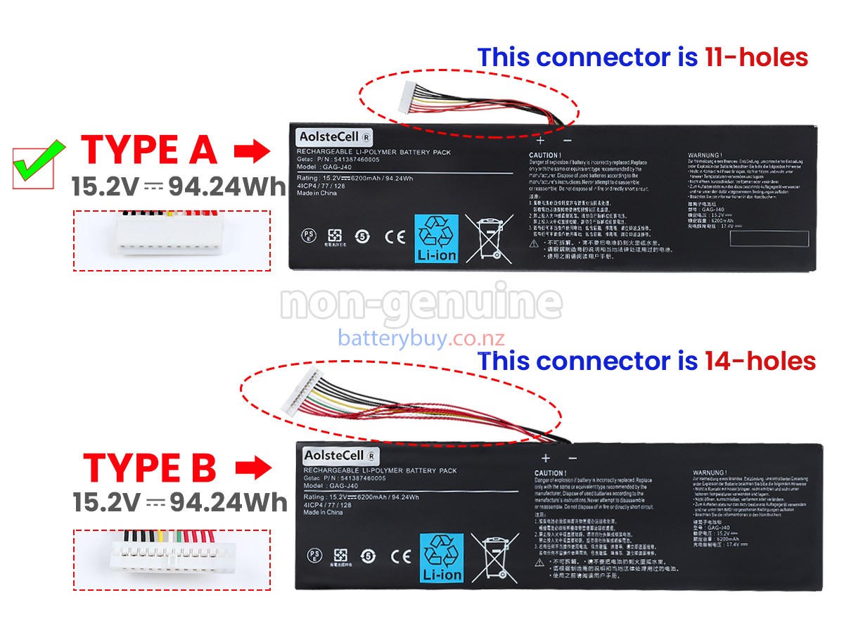 replacement Gigabyte GAG-J40 battery