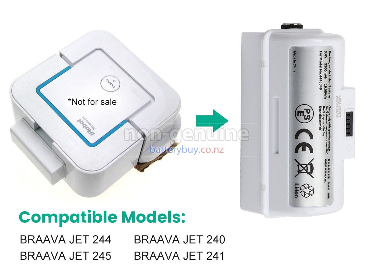 replacement iRobot BRAAVA JET 240 battery