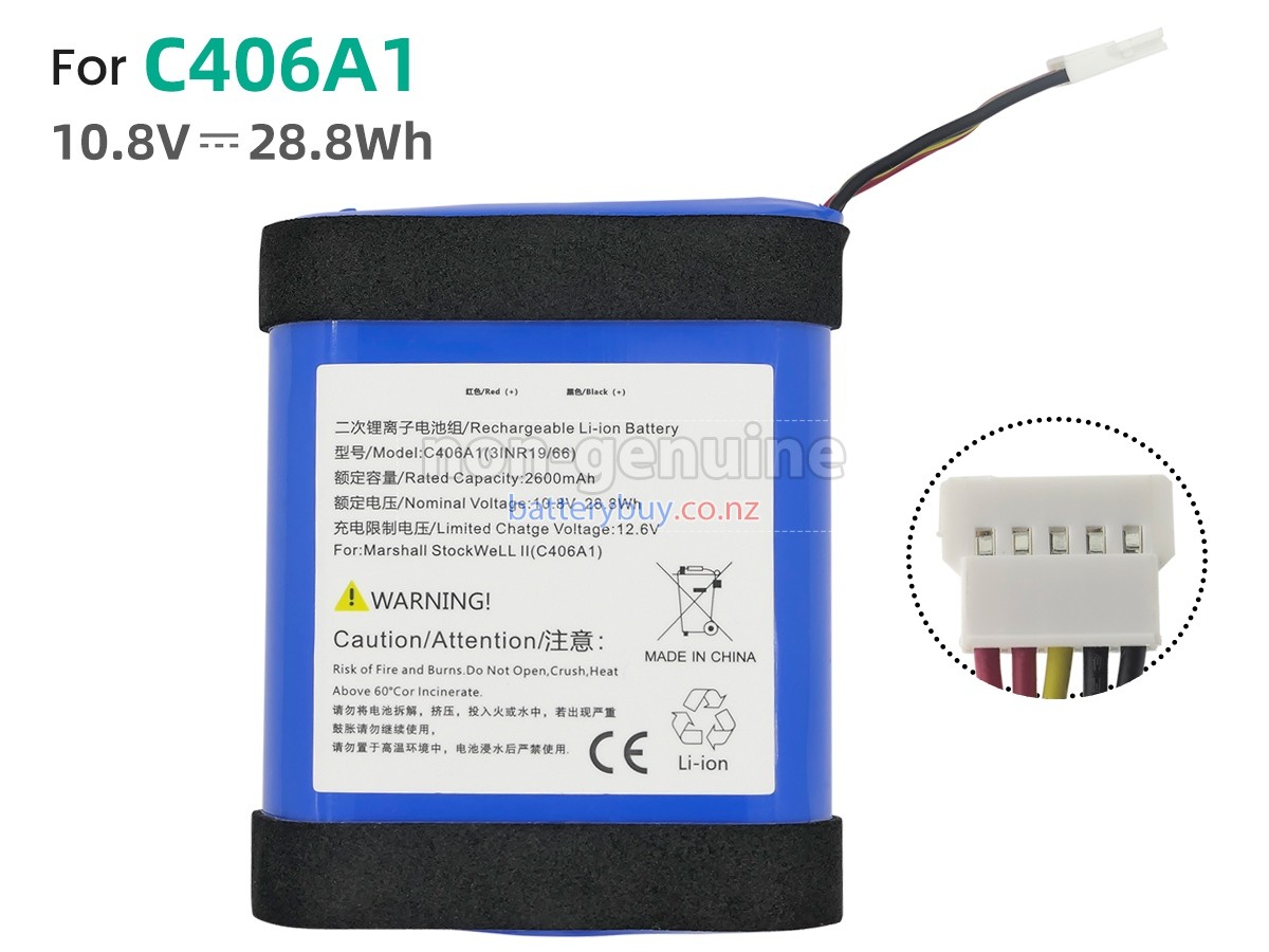 replacement Marshall STOCKWELL 2 C406A1 battery