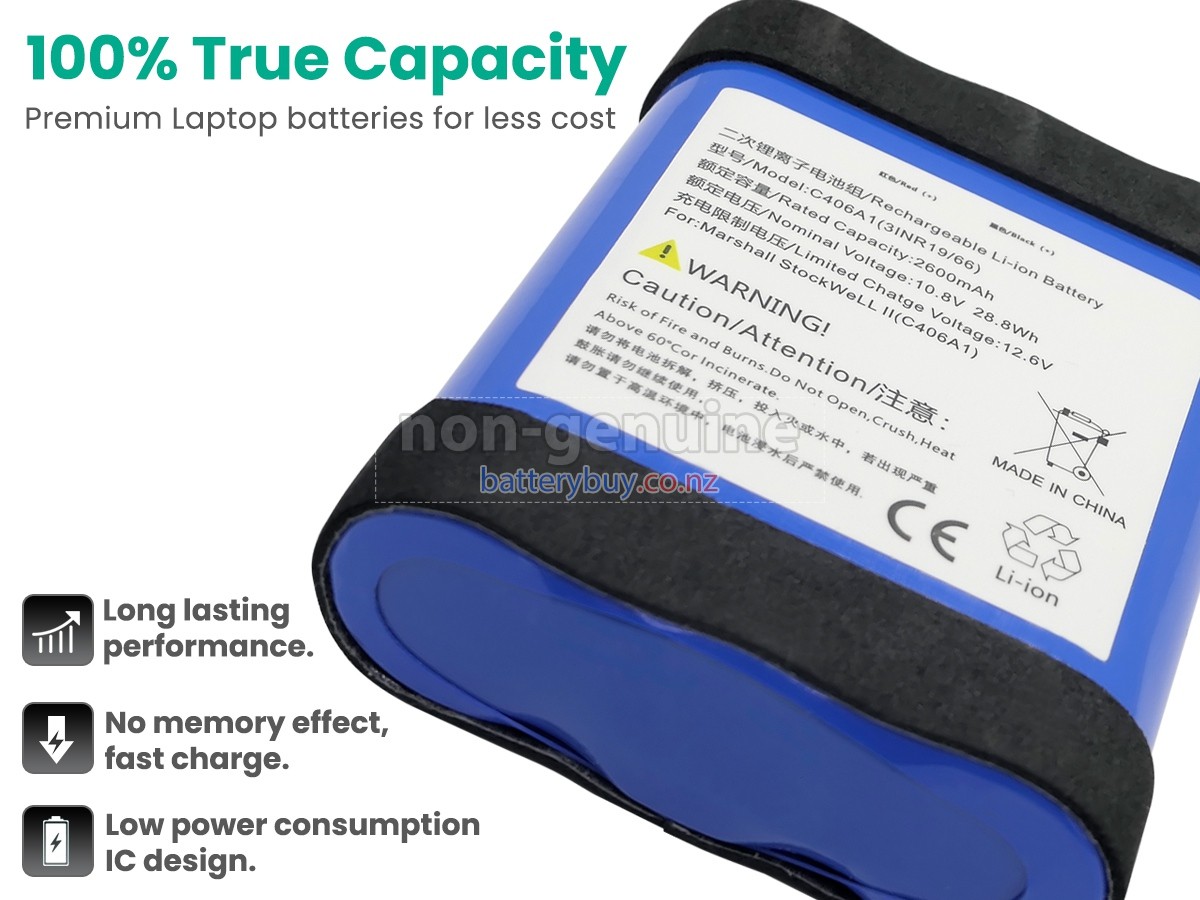 replacement Marshall STOCKWELL 2 C406A1 battery
