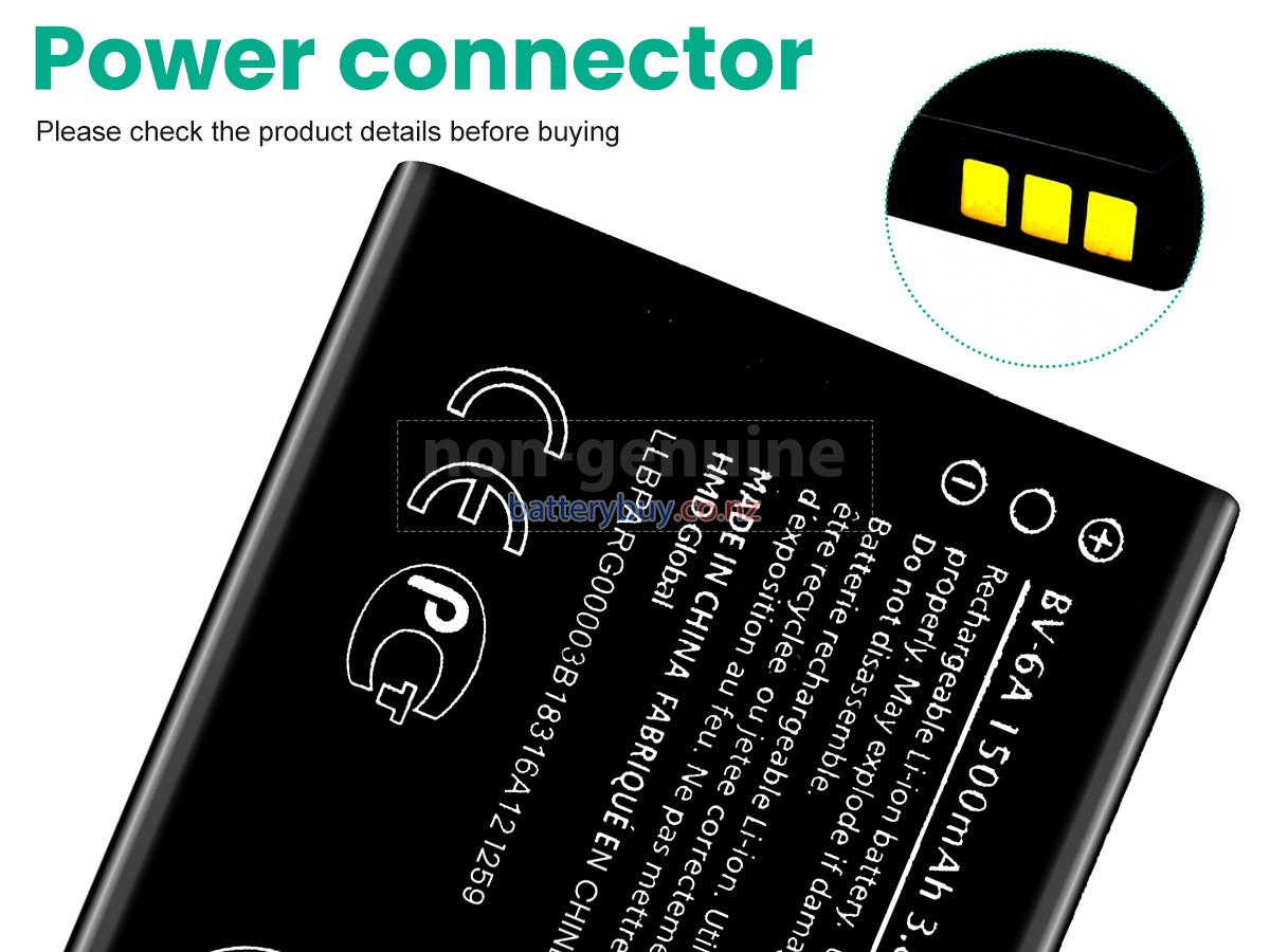replacement Nokia BV-6A battery