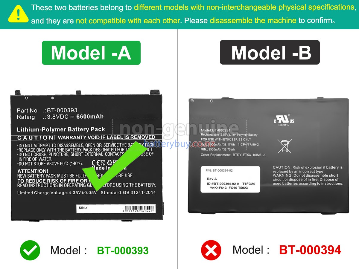 replacement Zebra ET5X battery